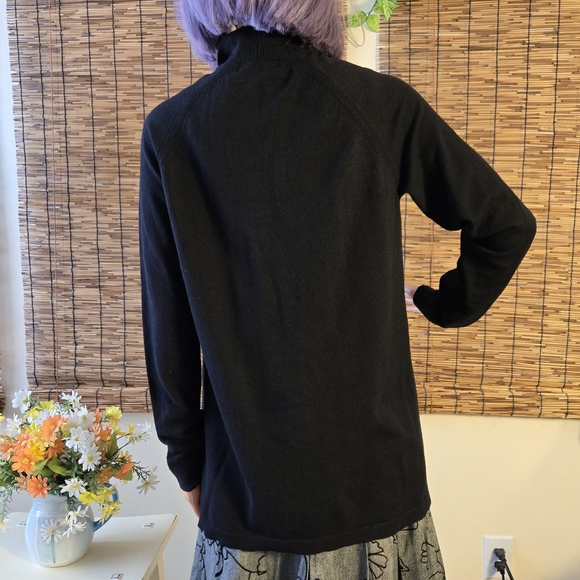 Textured Black Open Front Long Line Cardigan - Picture 6 of 11